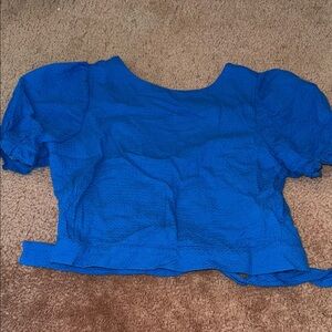 Vibrant Blue Kids' Puff Sleeve Blouse